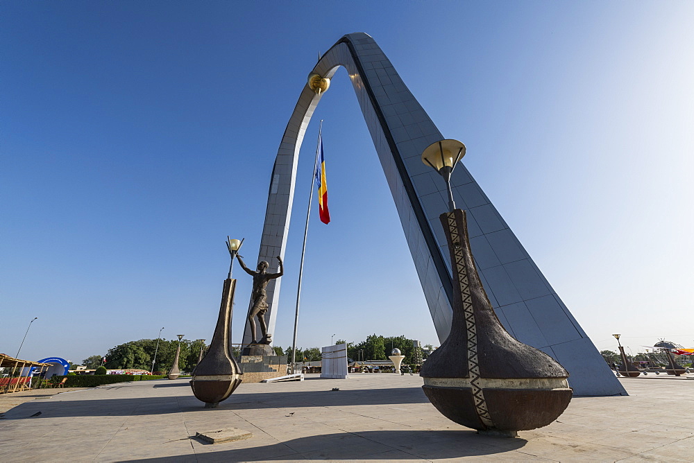 Backlight of the monument of Independence, Place de la Nation, N'Djamena, Chad, Africa