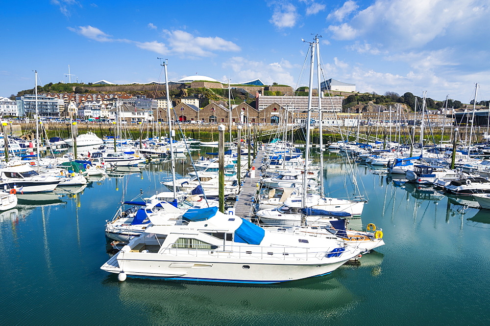 Sport boat harbour, St. Helier, Jersey, Channel Islands, United Kingdom, Europe