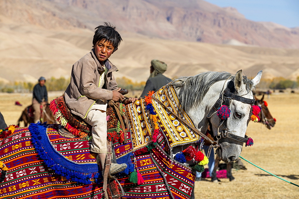 Young boys at a Buzkashi game, Yaklawang, Afghanistan, Asia