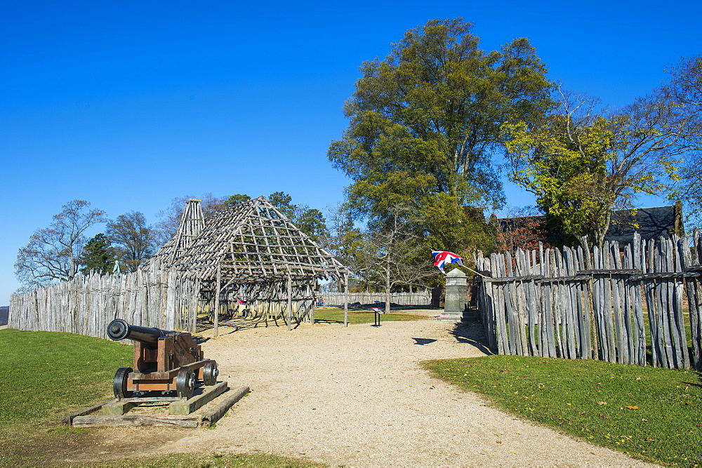 Wood fenced english settlement Jamestown, Virginia, United States of America, North America