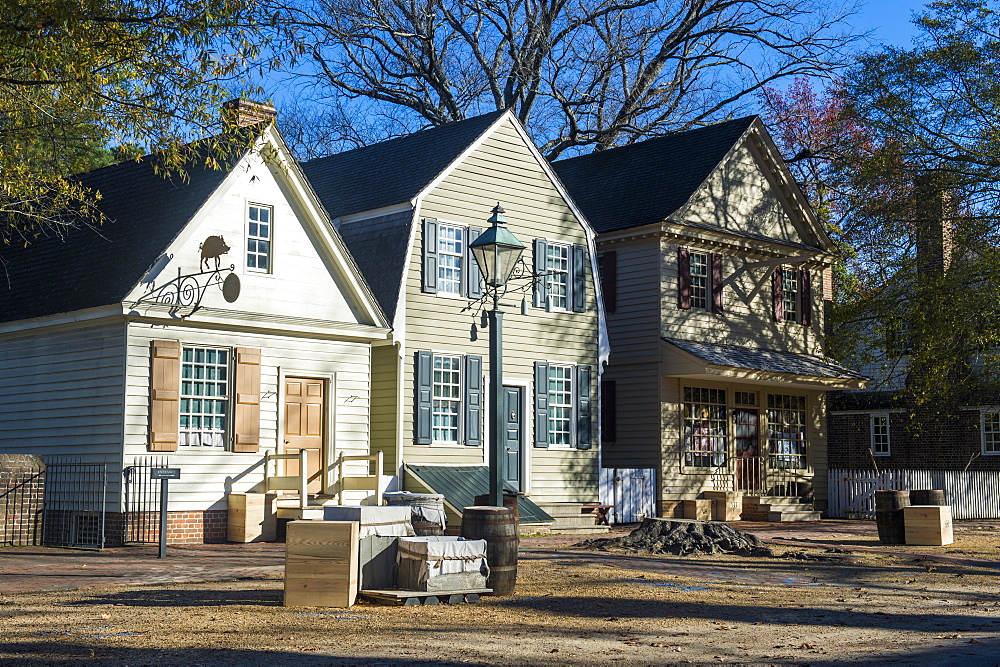 Colonial houses in the historical Williamsburg, Virginia, United States of America, North America