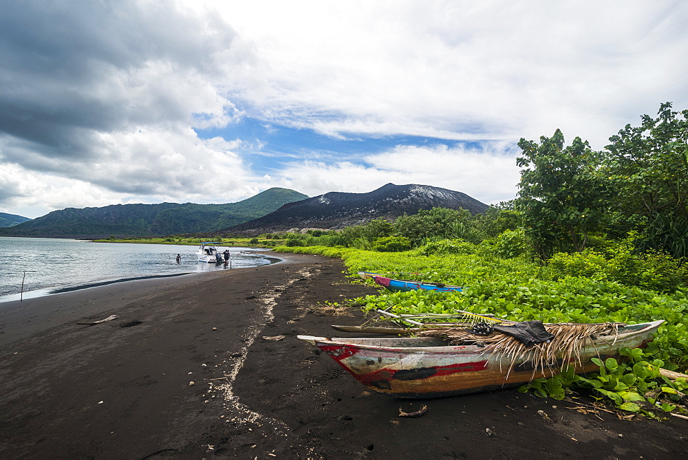 Volcanic beach below Volcano Tavurvur, Rabaul, East New Britain, Papua New Guinea, Pacific