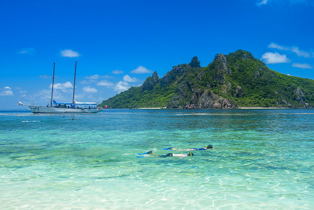 Very clear turquoise waters on Monuriki Island (Cast Away Island), Mamanuca Islands, Fiji, South Pacific