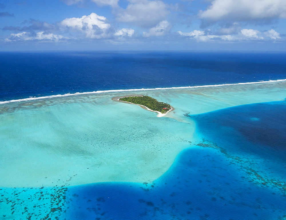 Aerial of the lagoon of Wallis, Wallis and Futuna, South Pacific, Pacific