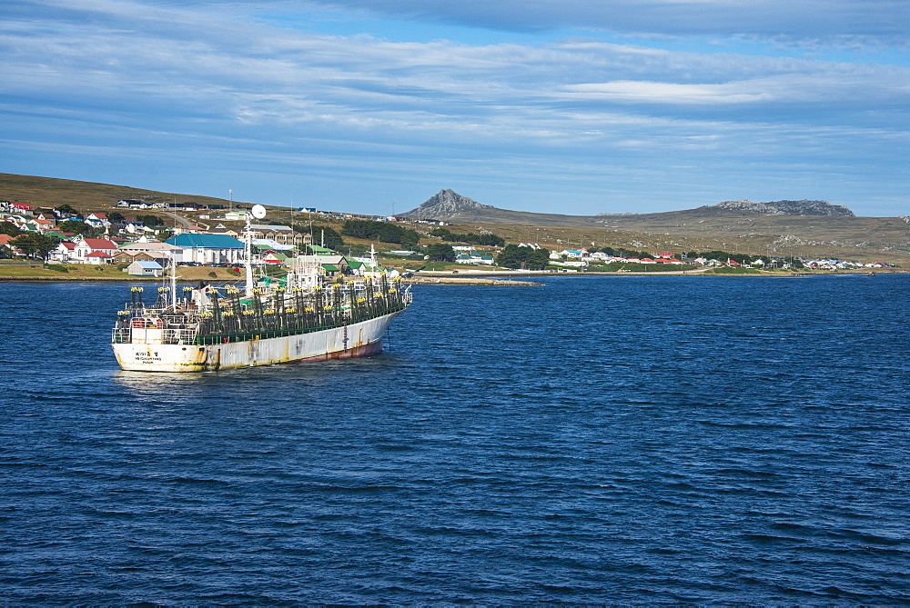 Chinese squid trawler in Stanley, capital of the Falkland Islands, South America