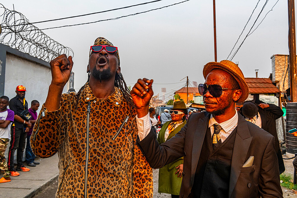 La Sape movement embodies the elegance in style and manners of colonial predecessor dandies, Kinshasa, Democratic Republic of the Congo, Africa