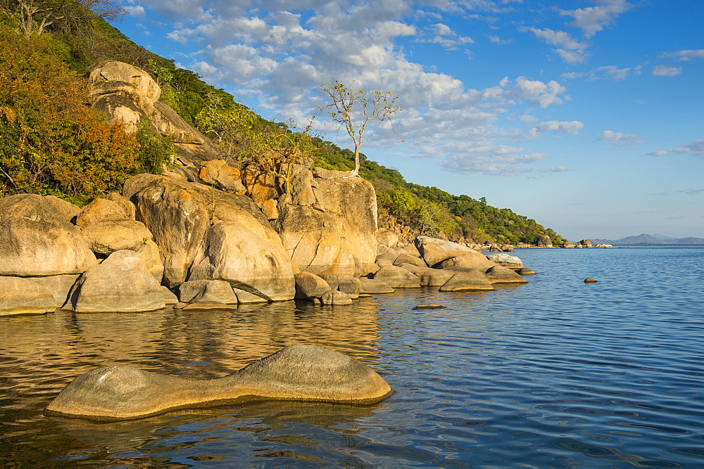 Otter Point at sunset, Cape Maclear, Lake Malawi National Park, UNESCO World Heritage Site, Malawi, Africa