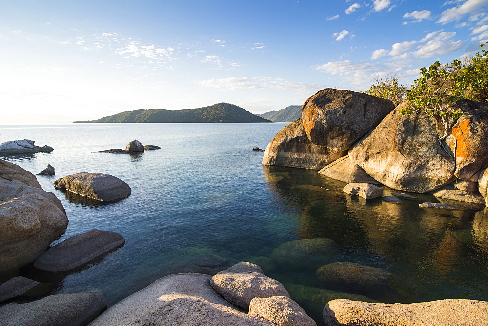 Otter Point at sunset, Lake Malawi National Park, UNESCO World Heritage Site, Cape Maclear, Malawi, Africa