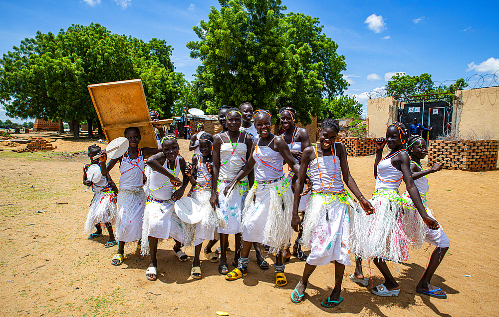 Girls dancing at a tribal festival, Southern Chad, Africa