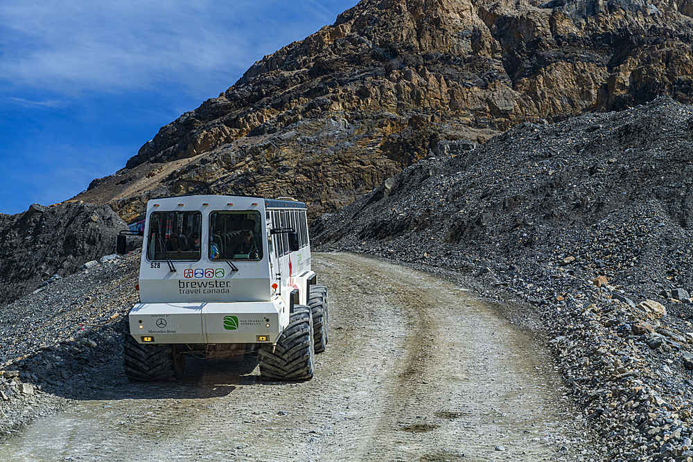 Specialized icefield truck on the Columbia Icefield, Glacier Parkway, Alberta, Canada, North America