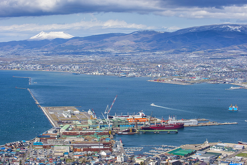 View over Hakodate from Mount Hakodate, Hokkaido, Japan, Asia