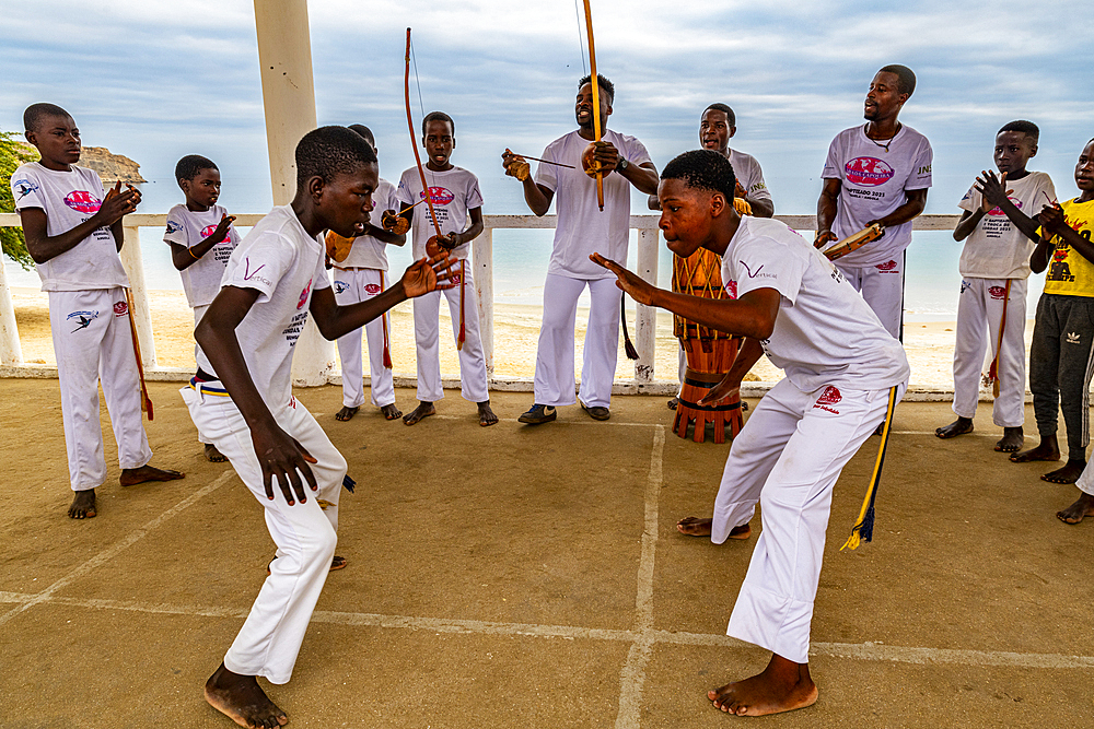 Young boys practising Capoeira, Baia Azul, Benguela, Angola, Africa