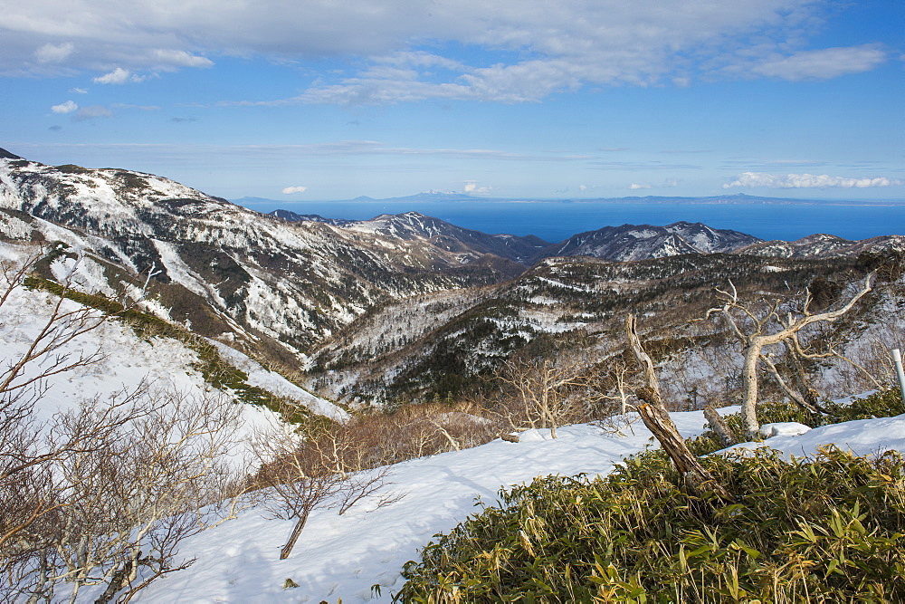 Snowcapped mountains in Shiretoko National Park, UNESCO World Heritage Site, Hokkaido, Japan, Asia