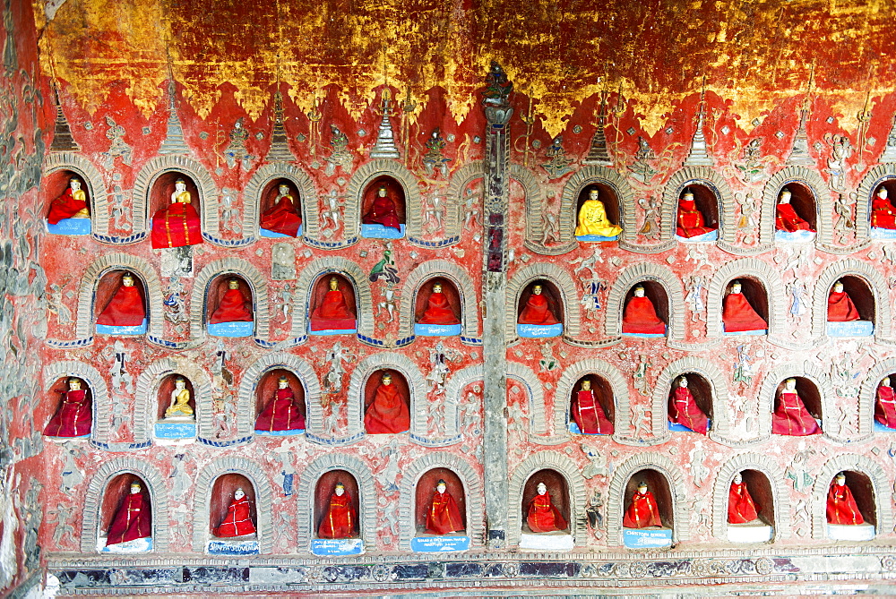 Temple at Shwe Yaunghwe Kyaung monastery just outside Inle Lake, Shan State, Myanmar (Burma), Asia