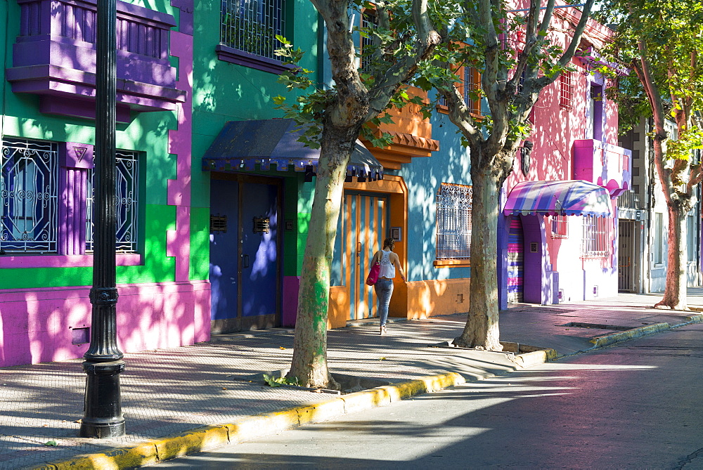 Colourful streets of Bellavista, Santiago, Chile, South America