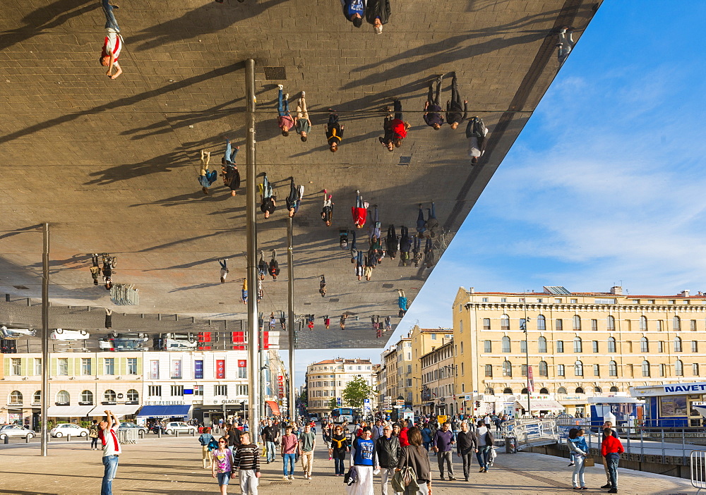 The Port Vieux Pavilion Mirrored Canopy, Marseille, Bouches du Rhone, Provence, Provence-Alpes-Cote d'Azur, France, Europe