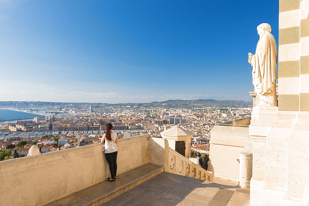 View over the Old port from Notre Dame, Marseille, Bouches du Rhone, Provence, Provence-Alpes-Cote d'Azur, France, Europe