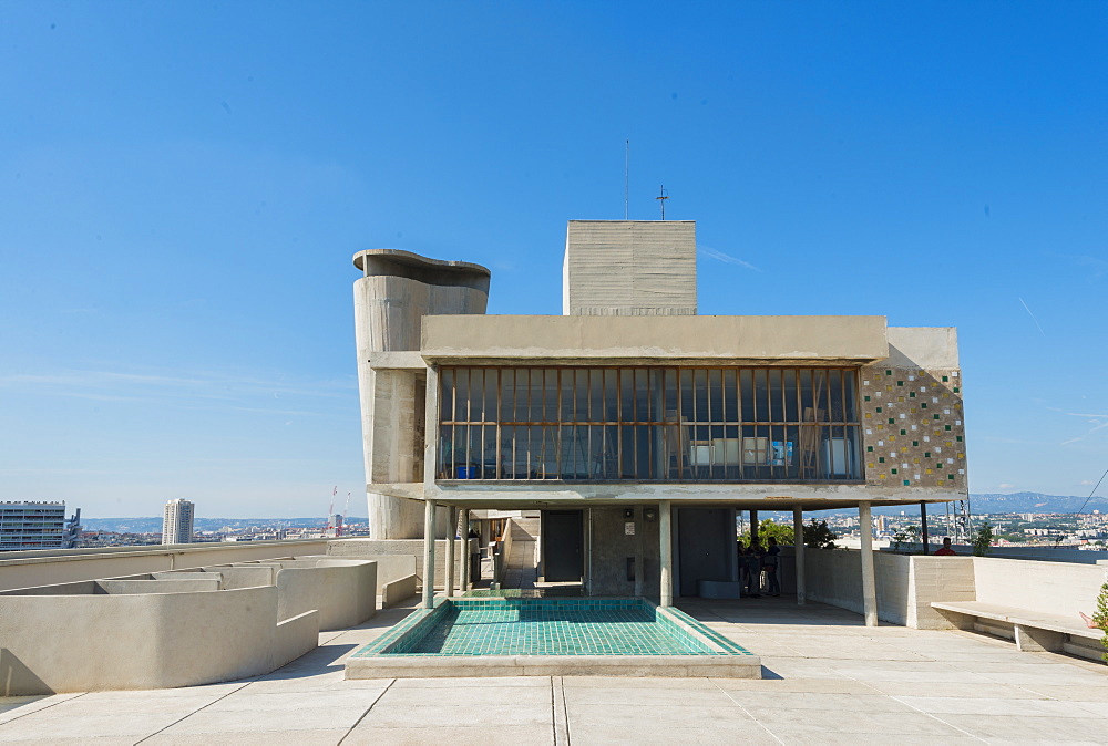 Rooftop of the Unite d'Habitation building, Marseille, Bouches du Rhone, Provence, Provence-Alpes-Cote d'Azur, France, Europe