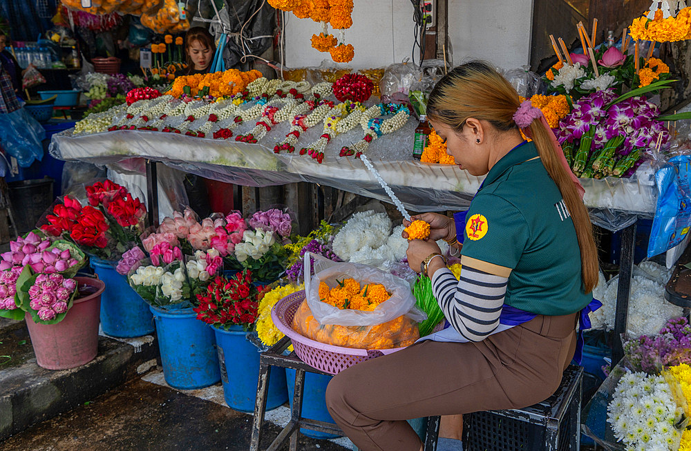 Flower market in Chiang Mai, Thailand, Southeast Asia, Asia