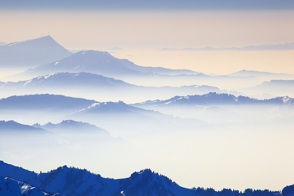 View from Saentis, Appenzell, Swiss Alps, Switzerland, Europe