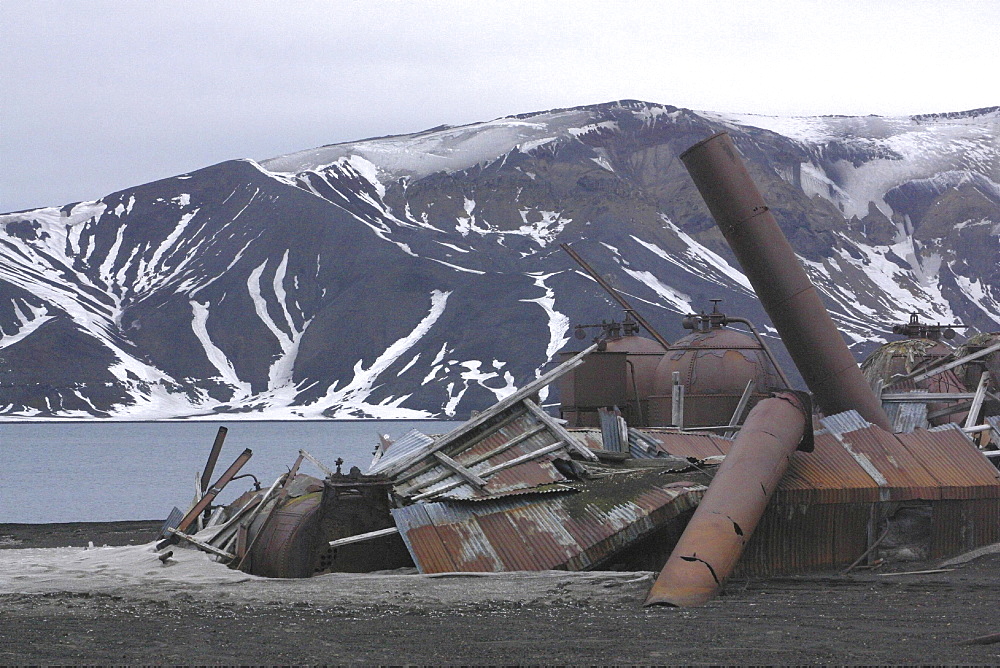 Whaling station, antarctica. Deception island. Remains of whaling station