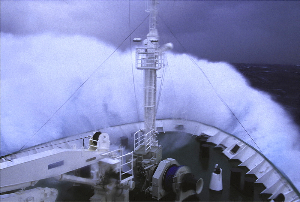 Transport, antarctica. Drake s passage. Ship in hurricane