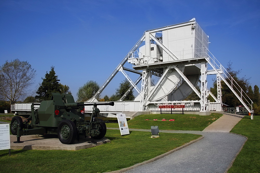 Original Pegasus Bridge built in 1934 and now at the Pegasus Memorial Museum, Normandy, France, Europe