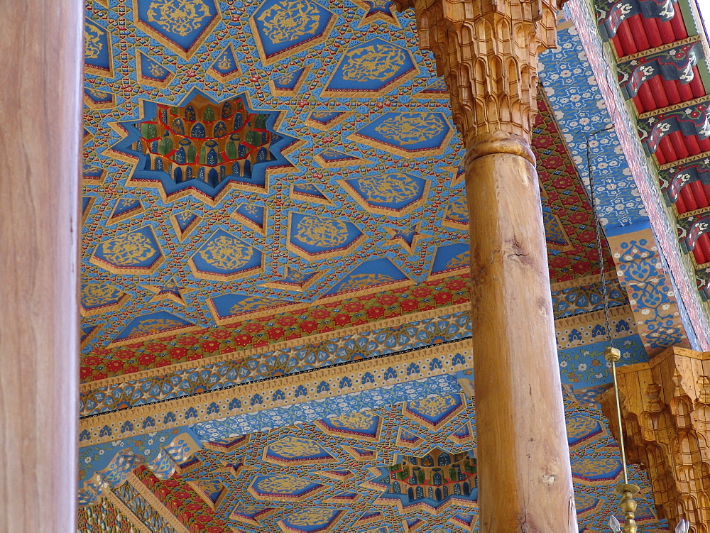 Uzbekistan detail of ceiling at the bakhauddin nakshbandi ensemble, a sufic mausoleum complex near bukhara