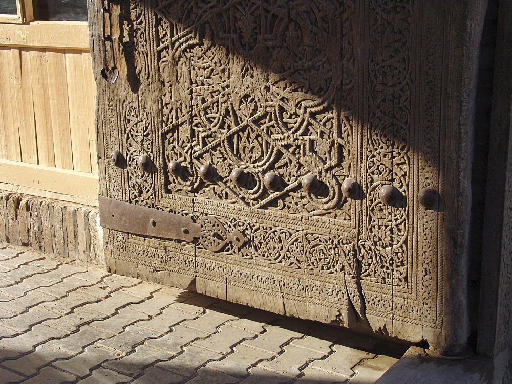 Uzbekistan detail of old door to the city, bukhara