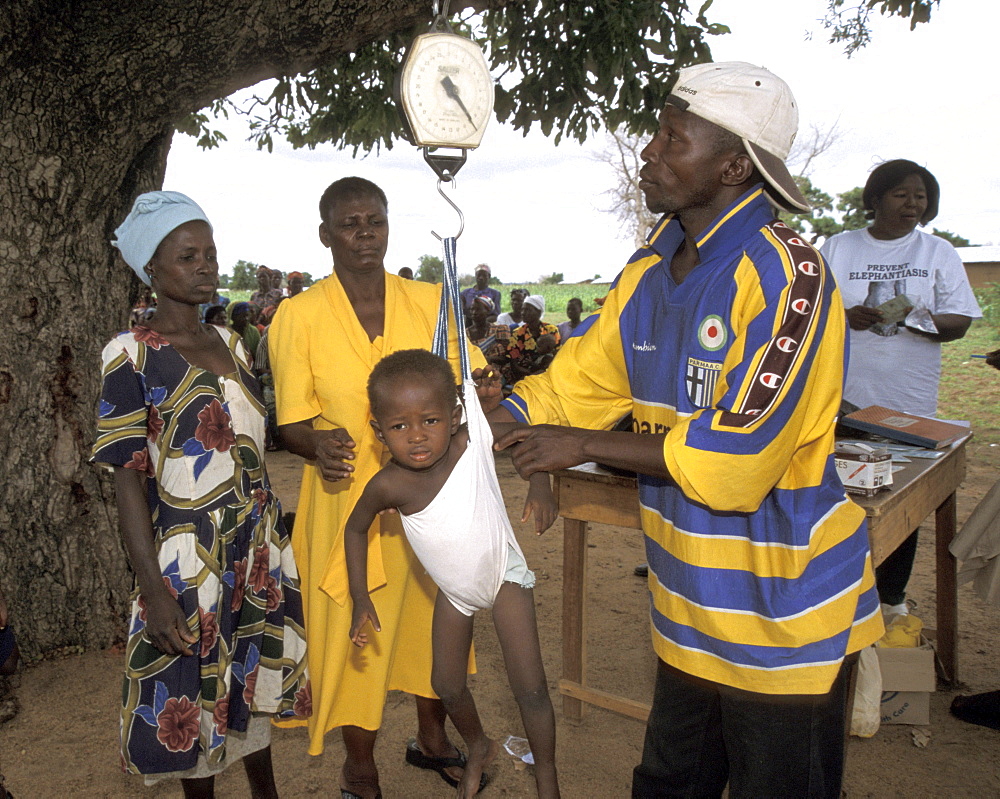 Ghana weighing at a mother/child health clinic bongo, bolgatanga