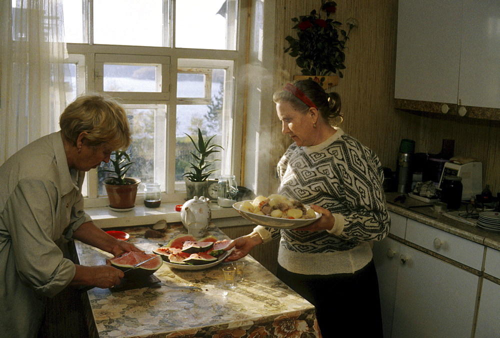 Women preparing, michailovskaya, karelia, russia