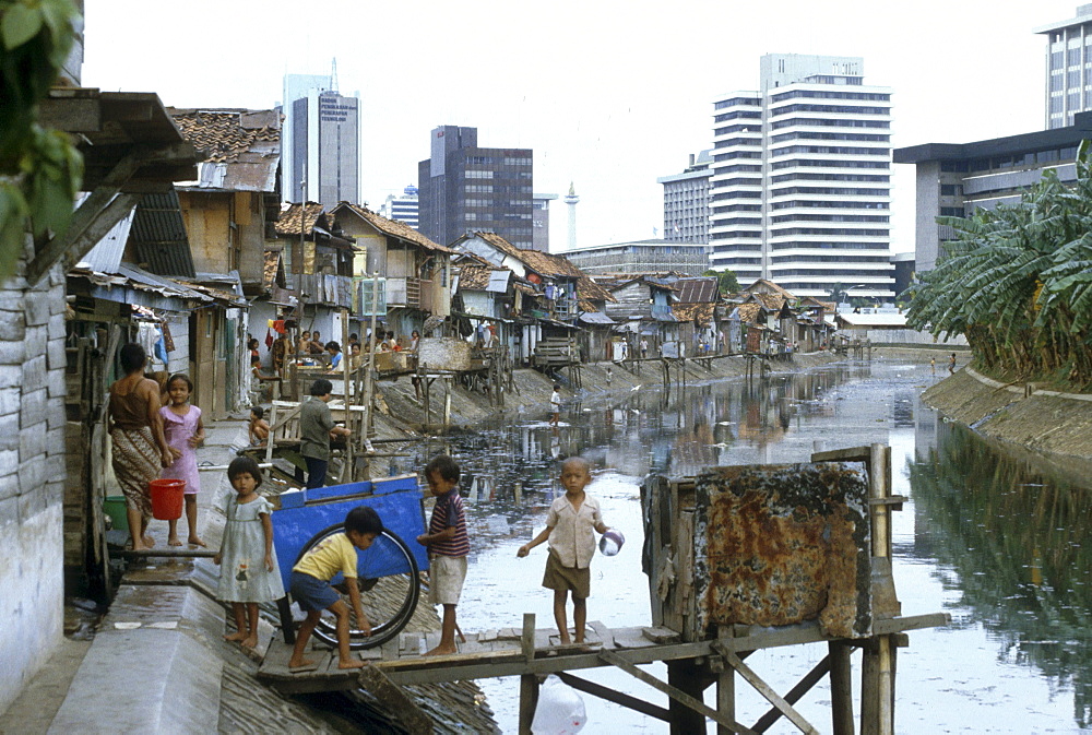 Indonesia slums downtown of jakarta