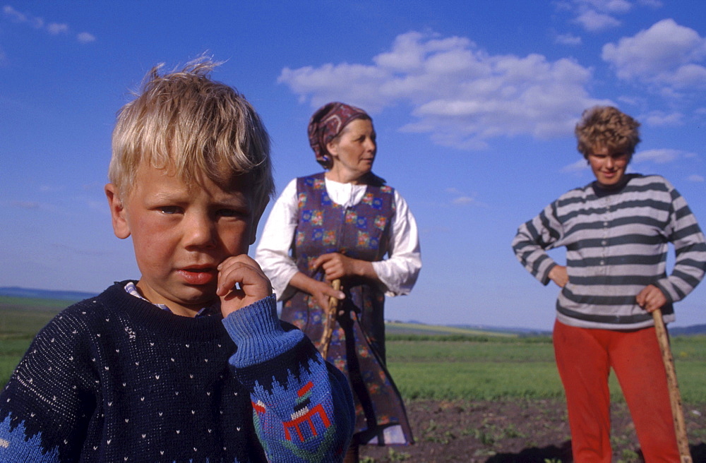 Family boy mother and sister, zolochov, galicia, ukraine