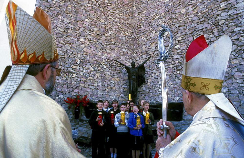 Russia - religion - christianity ceremony for gulag victims during consecration of new catholic cathedral irkutsk