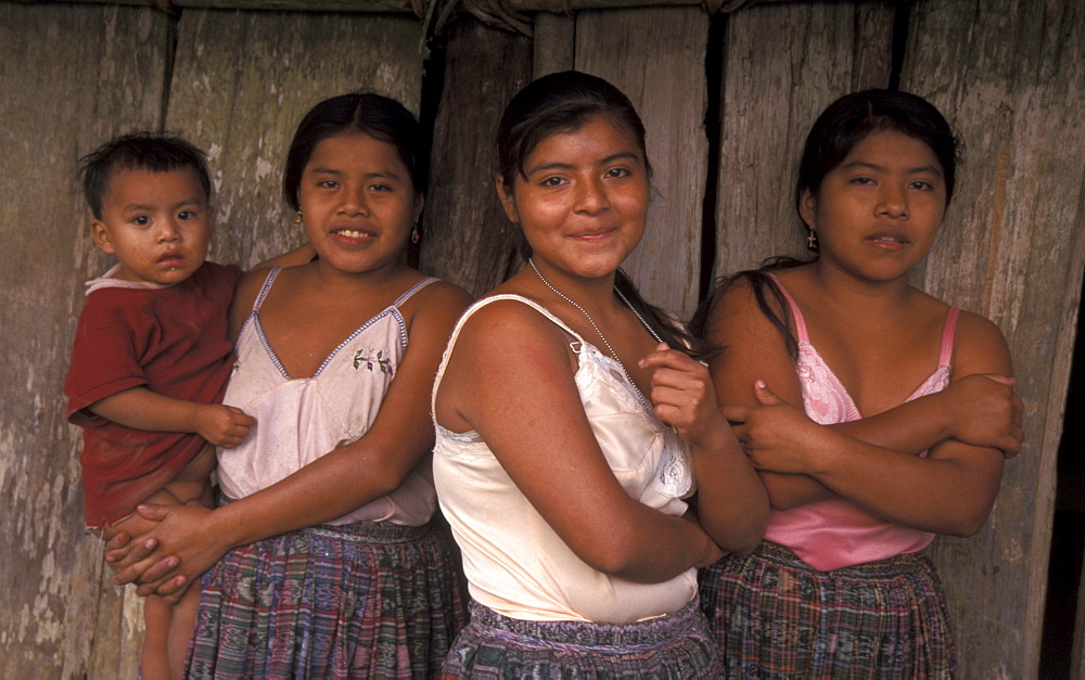 Guatemala qeqchi girls of laguna village, peten