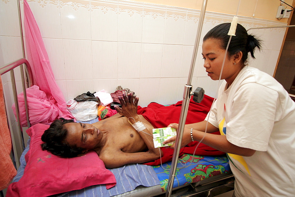 Cambodia visiting people with aids at seedlings of hope aids hospice, phnom penh.