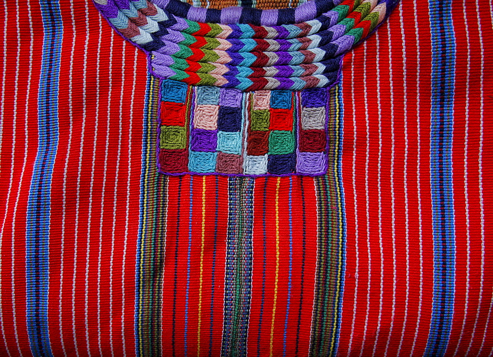 Guatemala details of , native embroidered blouses, santa catarina palopo, on lake atitlan