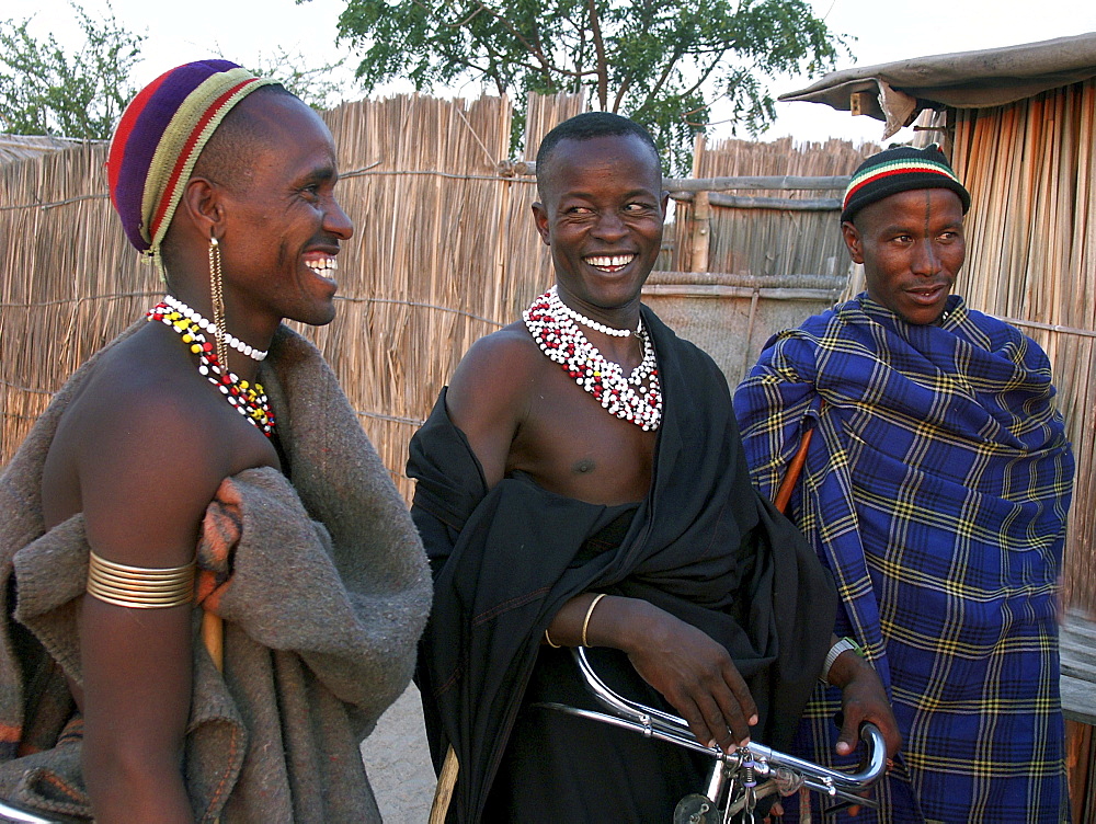 Watatulu tribal men at miyuguyu, tanzania