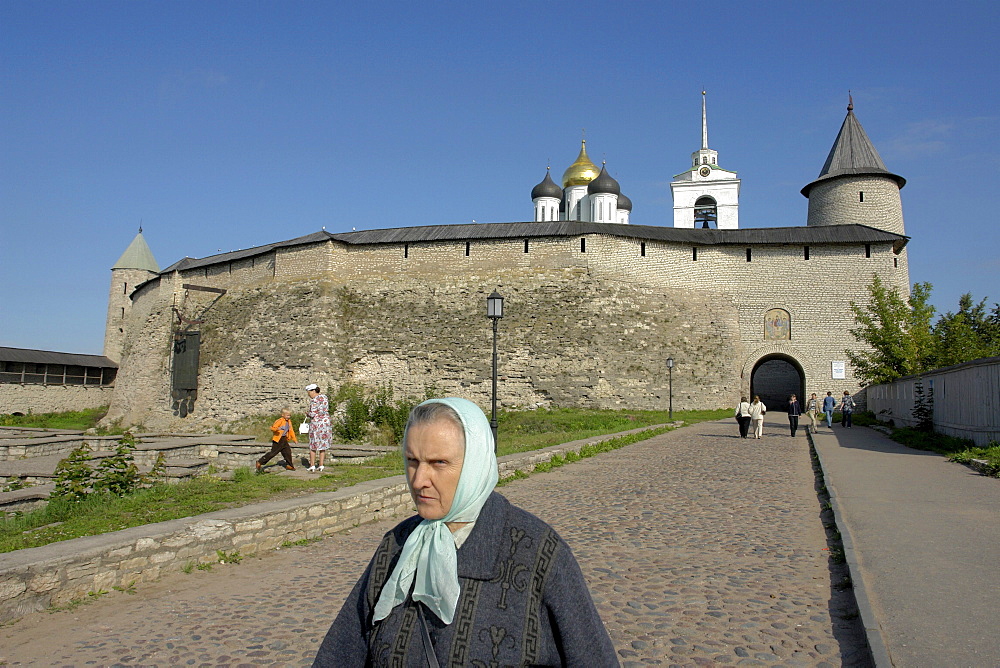 Russia exterior of kremlin at pskov