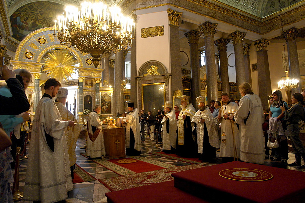 Russia service inside kazan cathedral saint petersbur