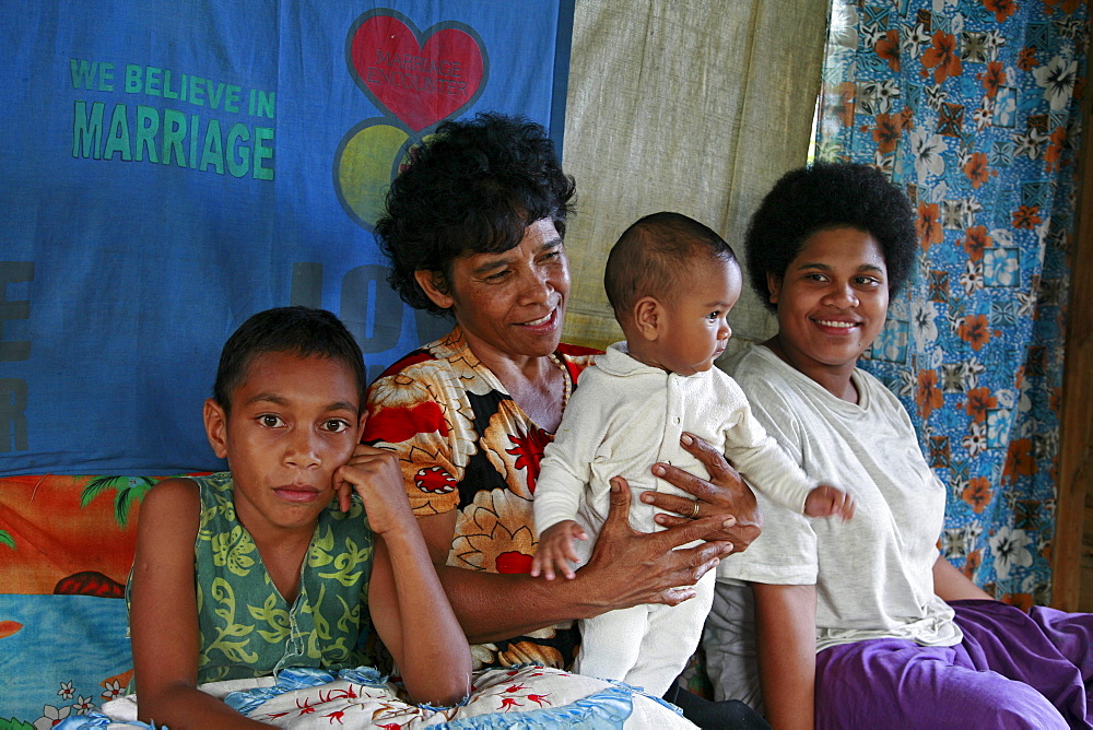 Fiji katarina mandini, 54, with her grand daughters and great grand daughter, taveuni photo by sean sprague