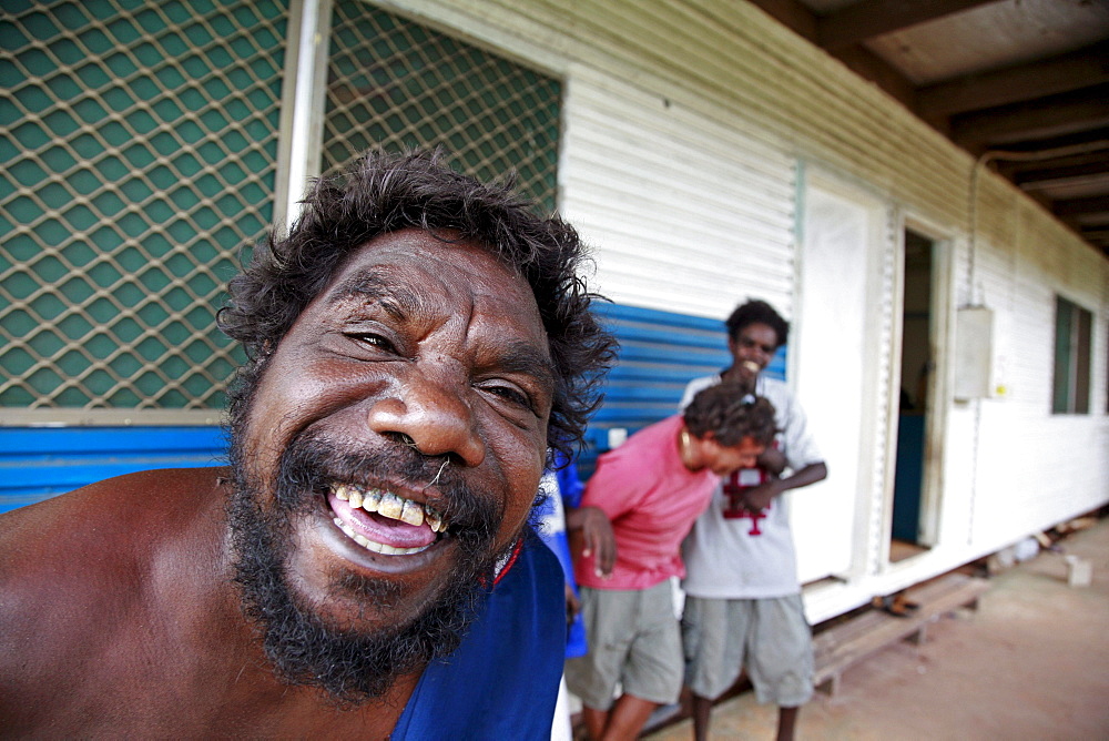 Australia. Men in the aborigine community of , or beswick, arnemland, northern territory. 2007