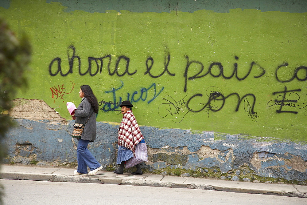 Bolivia. Women walking along street of la paz