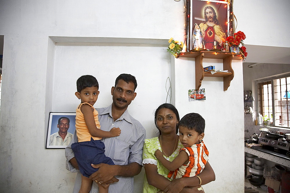 India. Small house of michael and jophy jaison. House building project funded by social services department of ernakulum diocese by father jose thottakara, kerala