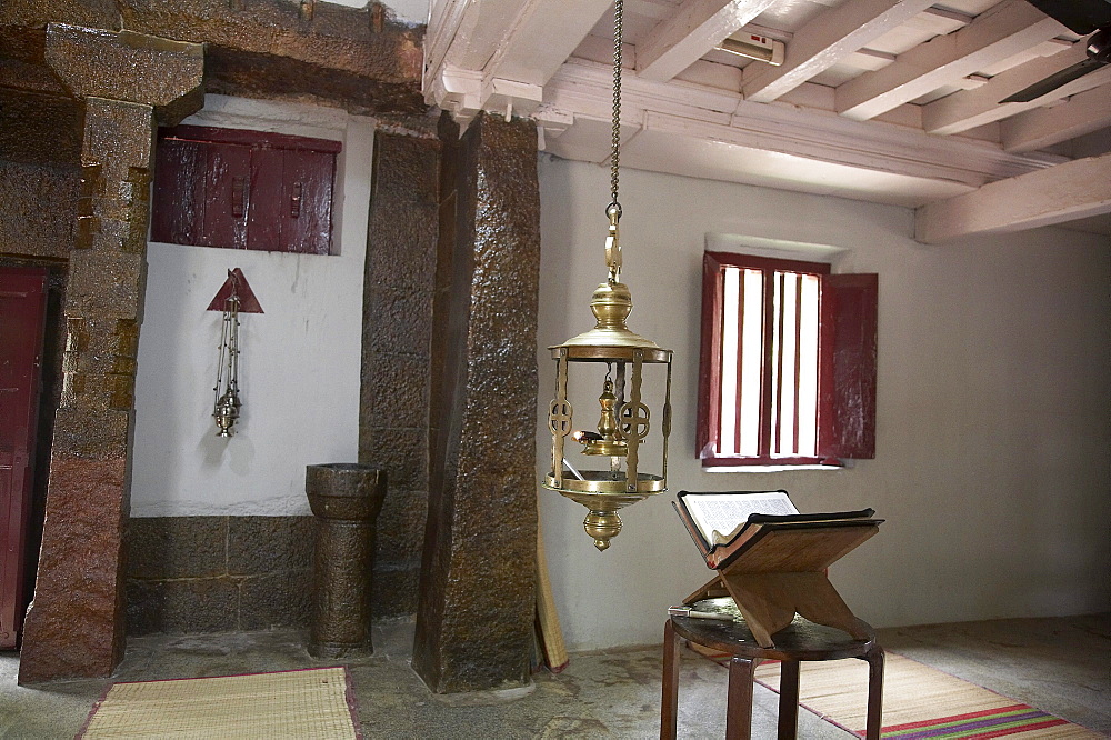 India. Saint marys syrian orthodox church at thiruvithancode, tamil nadu. Interior. In the footsteps of saint thomas: visiting the eight churches founded by the apostle in kerala (and tamil nadu) after he arrived in 52 ad