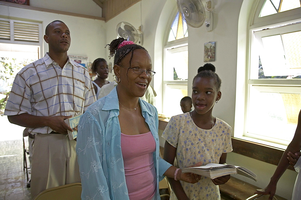 Jamaica. Sunday mass at catholic church in chester castle