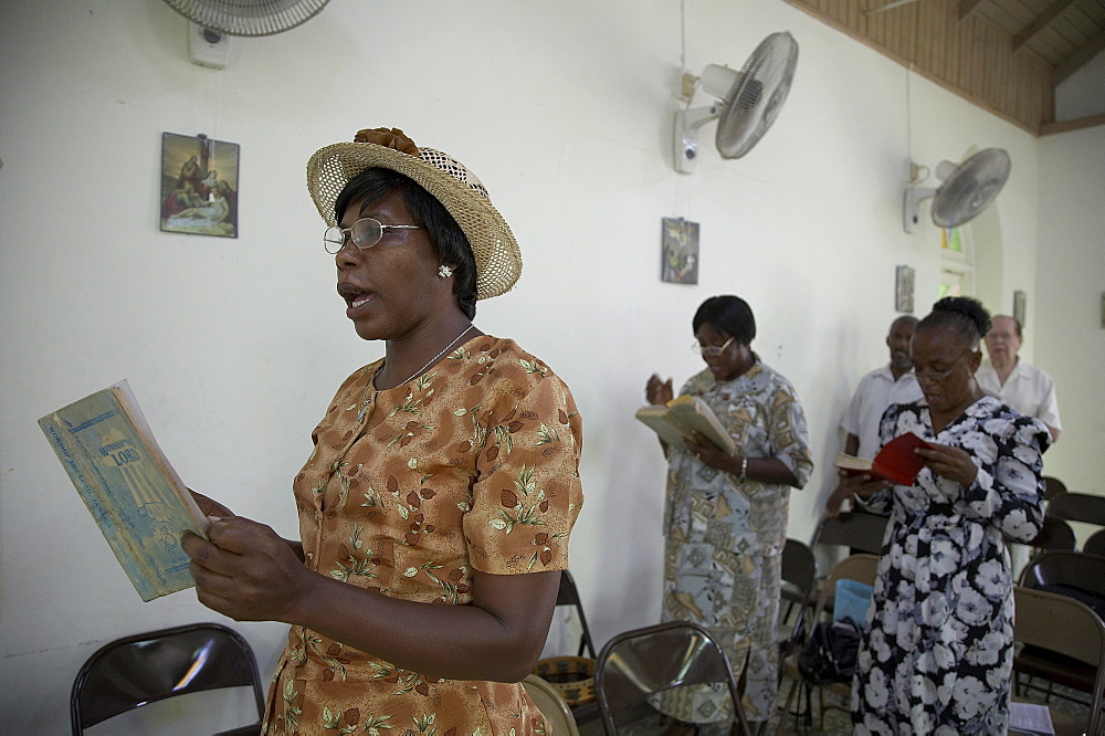 Jamaica. Sunday mass at catholic church in chester castle