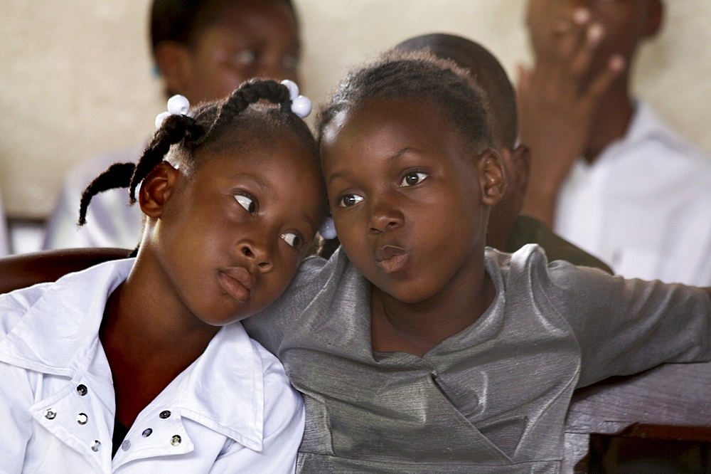 Jamaica. Faces at sunday mass in the catholic church at seaford town