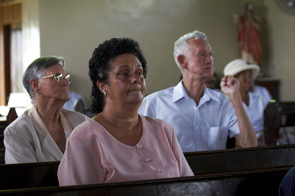 Jamaica. Congregation during sunday mass in the catholic church at seaford town