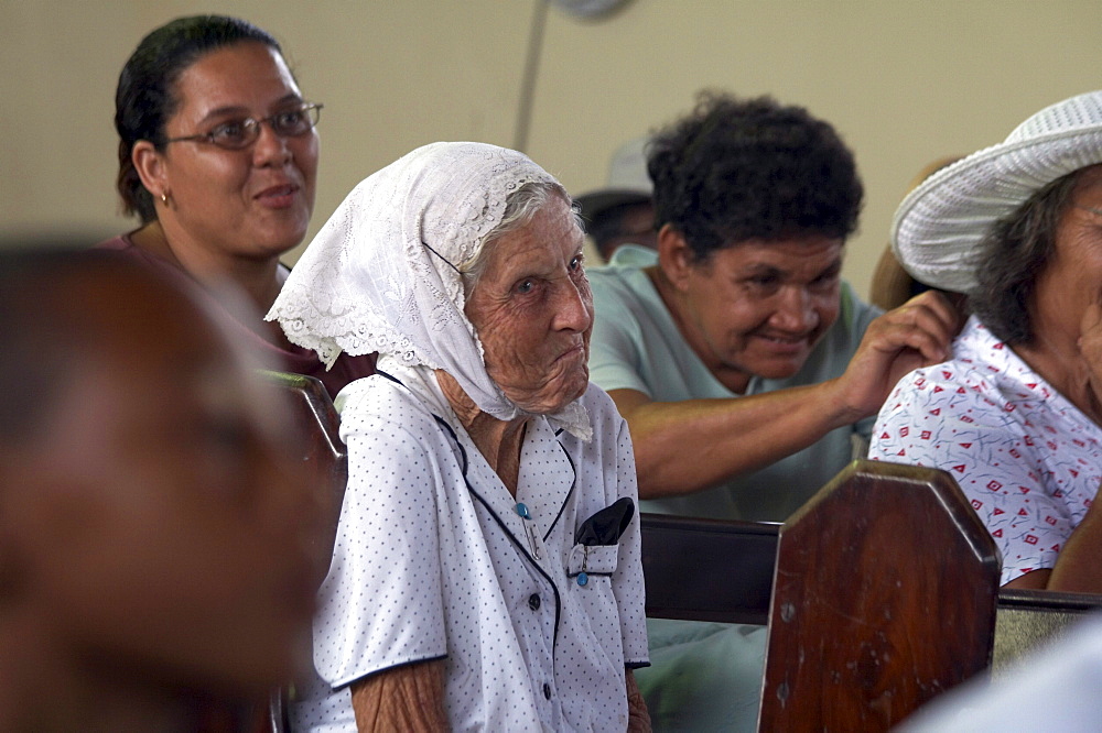 Jamaica. Congregation during sunday mass in the catholic church at seaford town